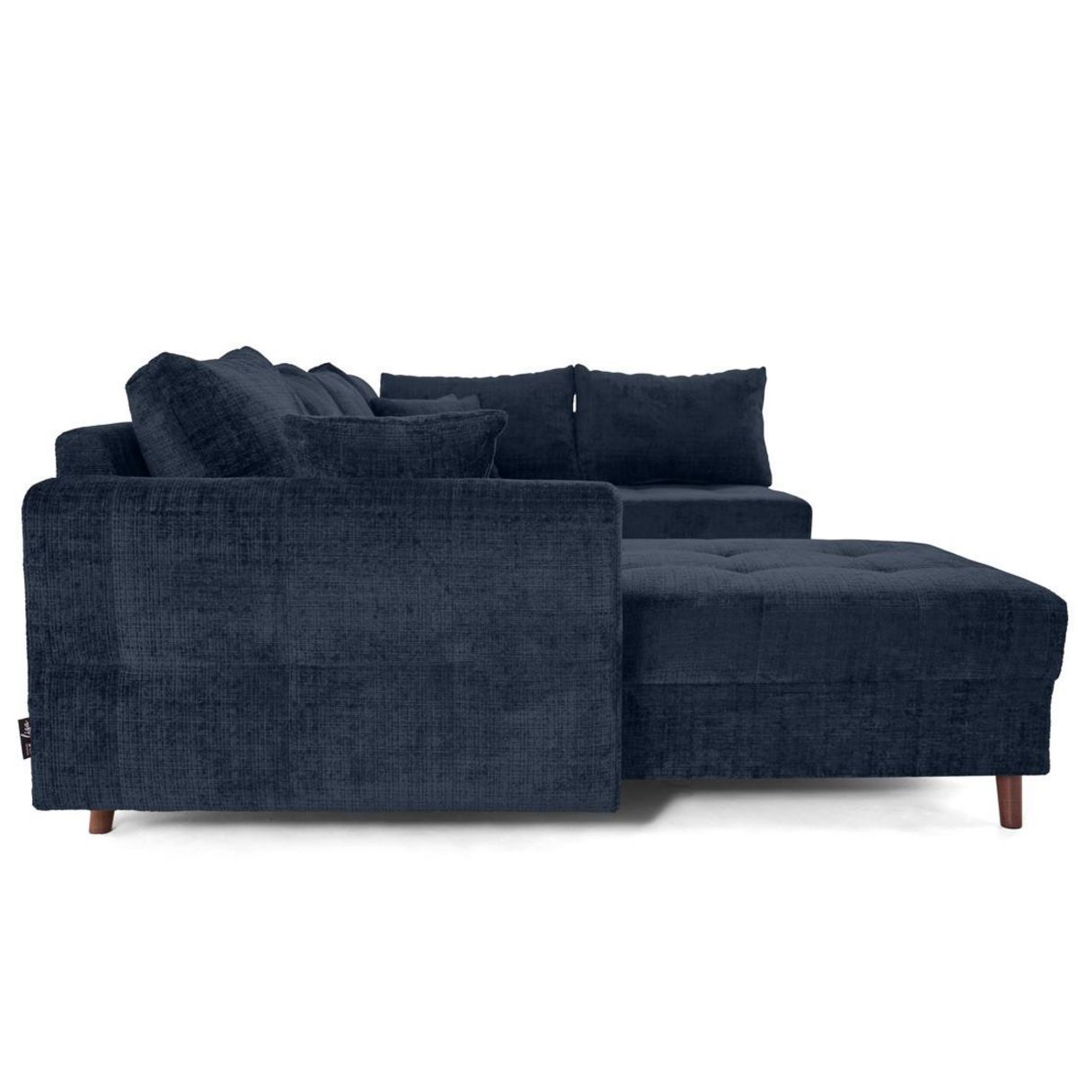 LISA DESIGN Rune - canapé panoramique d'angle droit 7 places en velours texturé