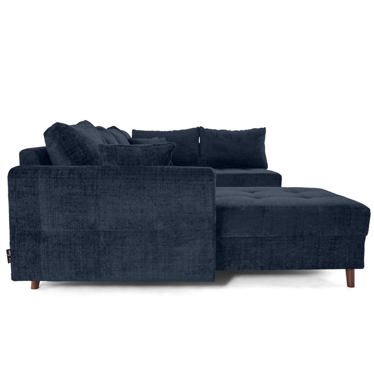 LISA DESIGN Rune - canapé panoramique d'angle droit 7 places en velours texturé