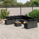 VIDAXL Salon de jardin 9 pcs avec coussins noir resine tressee