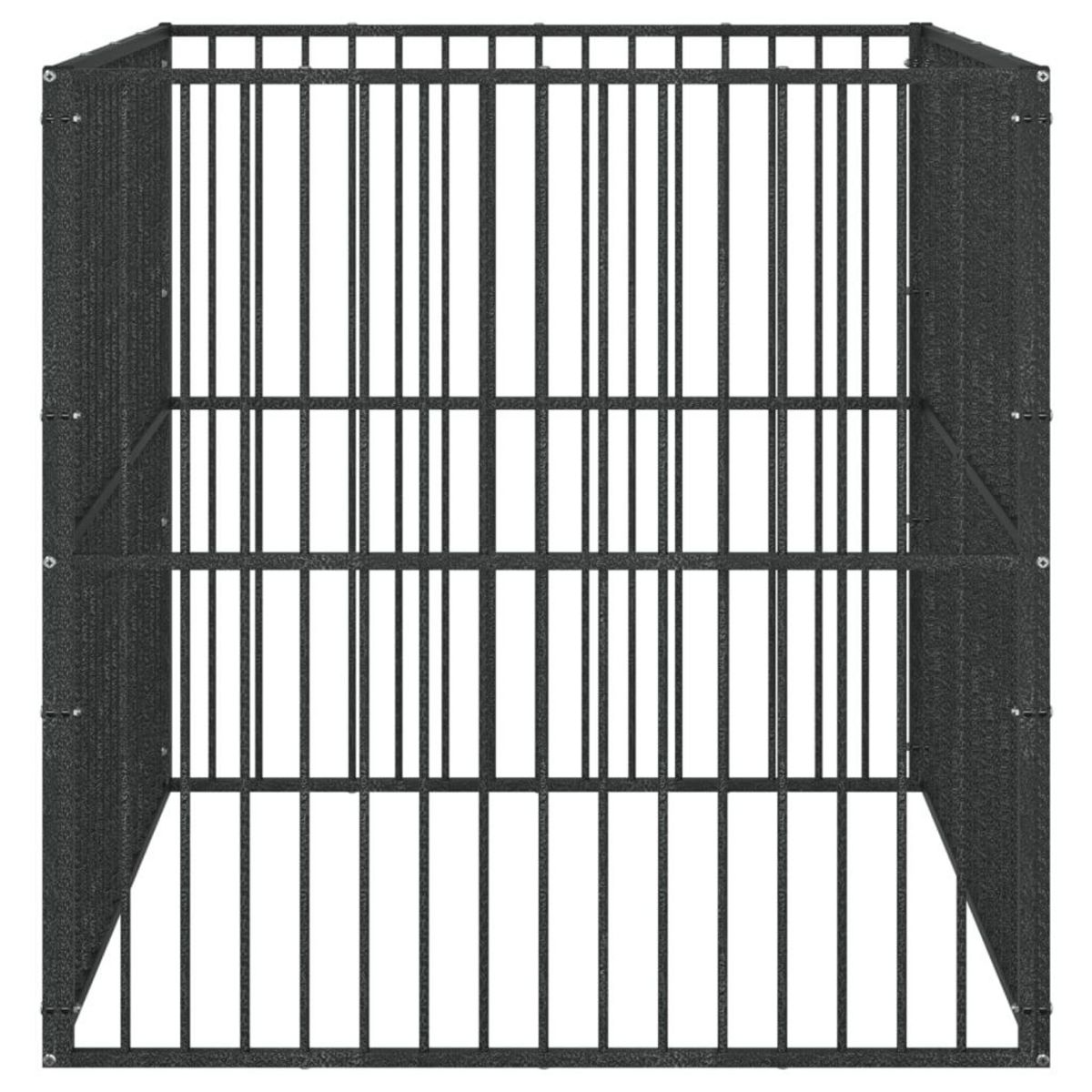 VIDAXL Parc pour chien 4 panneaux noir acier galvanise