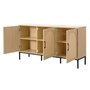 Voir la diapositive 4 : BEST MOBILIER Nagato - buffet bas - cannage et effet bois - 3 portes - 150 cm
