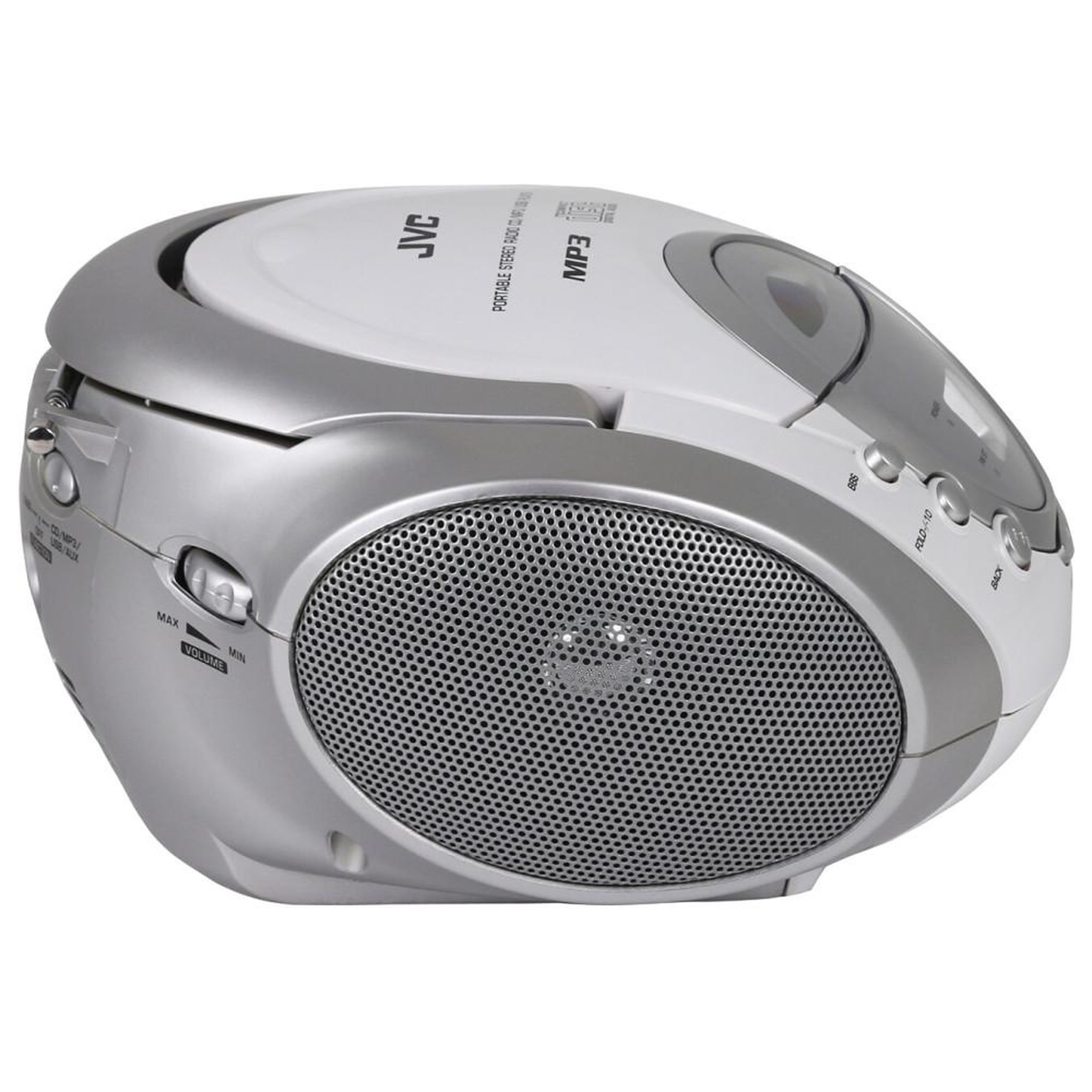 Voir la diapositive 3 : JVC Radio CD stéréo argent RD-F321W avec lecture CD MP3, tuner FM/AM analogique, port USB et entrée AUX