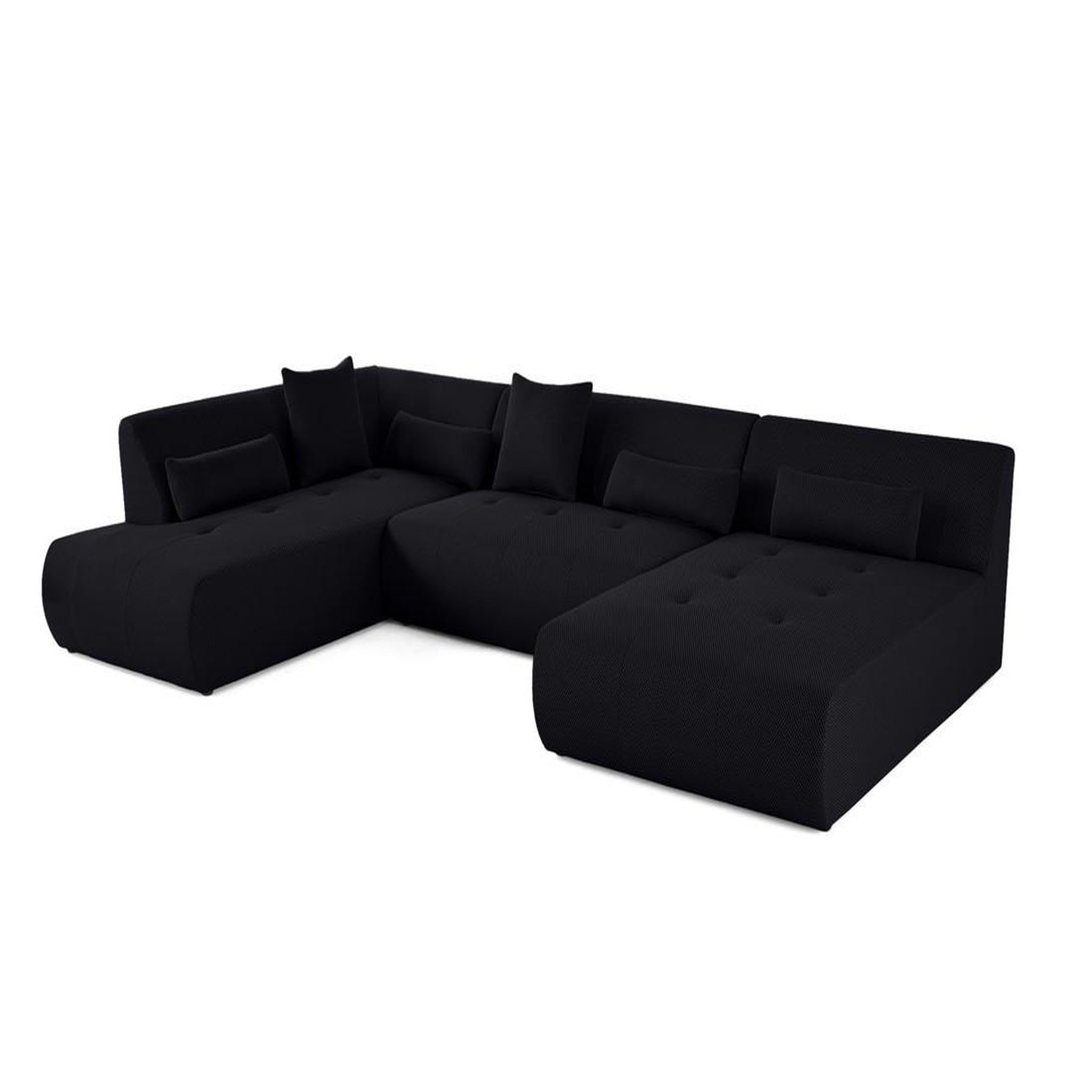 Voir la diapositive 2 : LISA DESIGN Onyx - canapé panoramique d'angle gauche - 7 places - en tissu mailles 3d