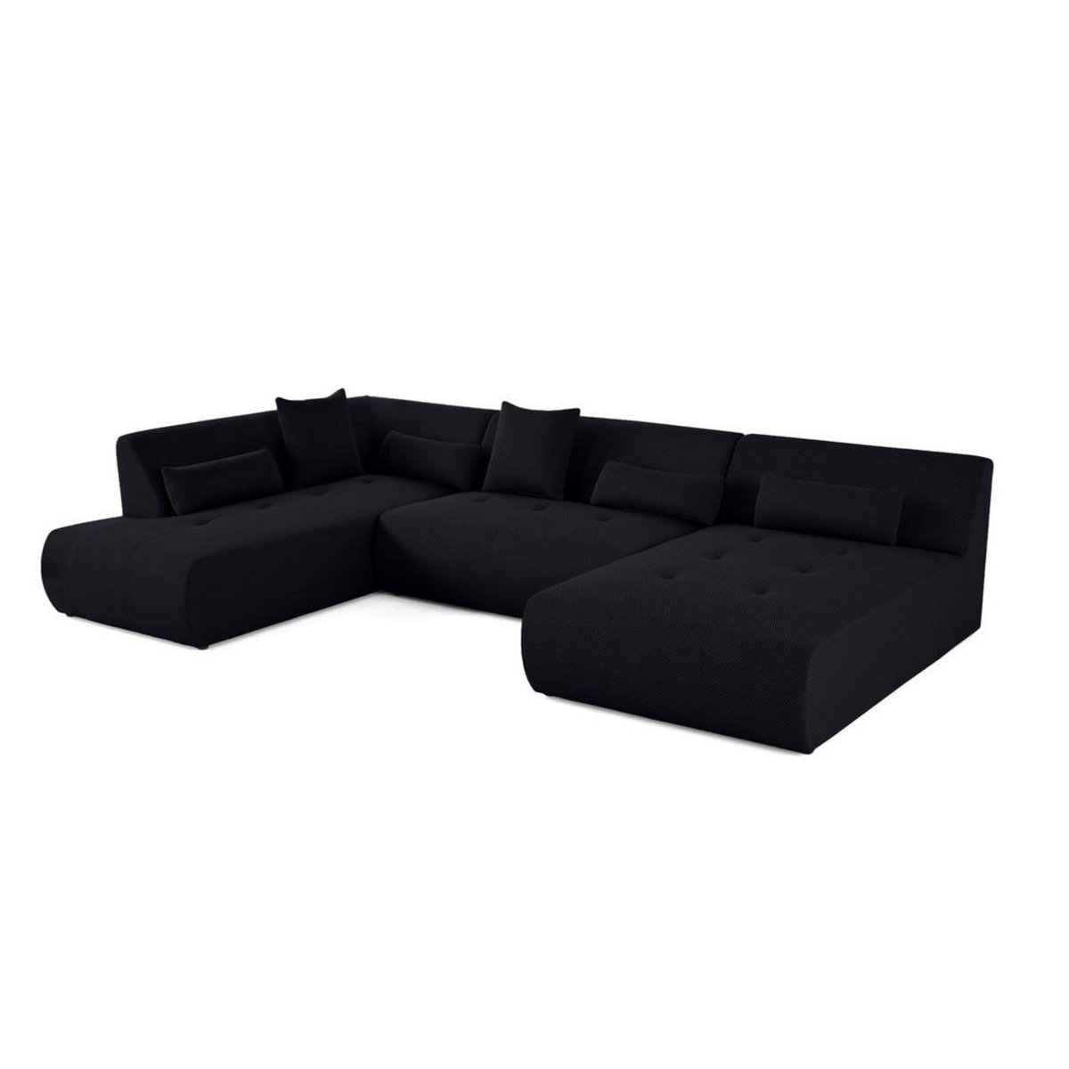 LISA DESIGN Onyx - canapé panoramique d'angle gauche - 7 places - en tissu mailles 3d