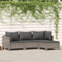 Voir la diapositive 1 : VIDAXL Salon de jardin 4 pcs avec coussins Gris Resine tressee