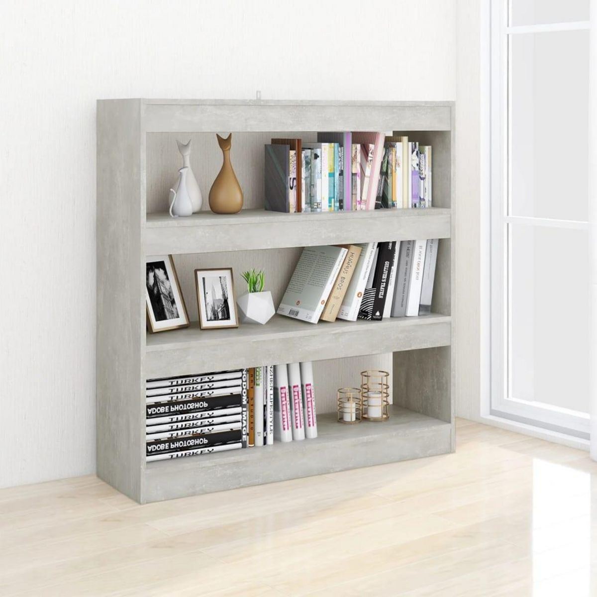VIDAXL Bibliotheque/Separateur de piece Gris beton 100x30x103 cm