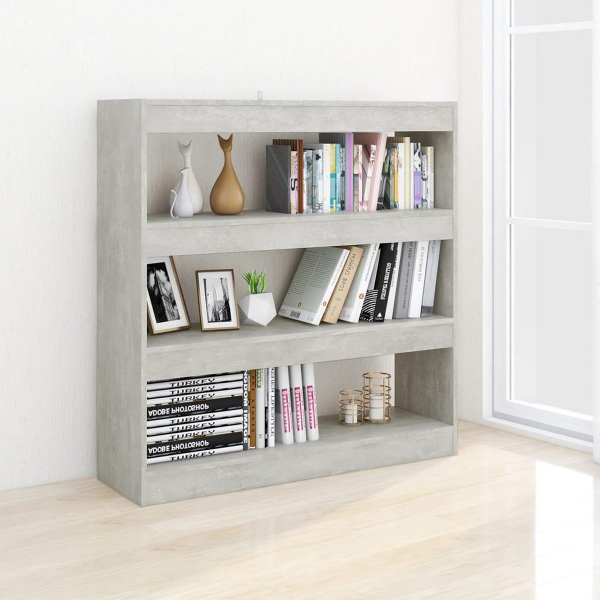 VIDAXL Bibliotheque/Separateur de piece Gris beton 100x30x103 cm