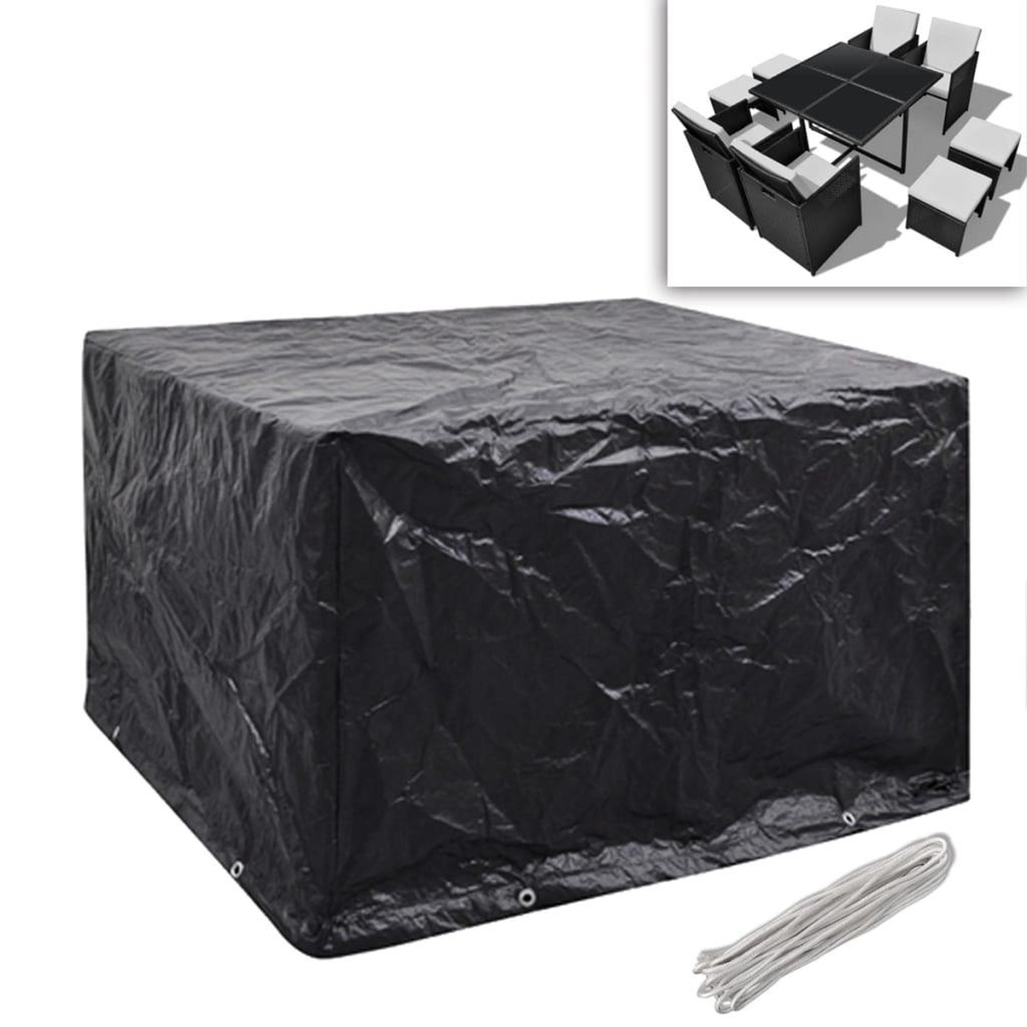 Voir la diapositive 2 : VIDAXL Housses de salon de jardin 2 pcs Rotin 8 œillets 113x113 cm