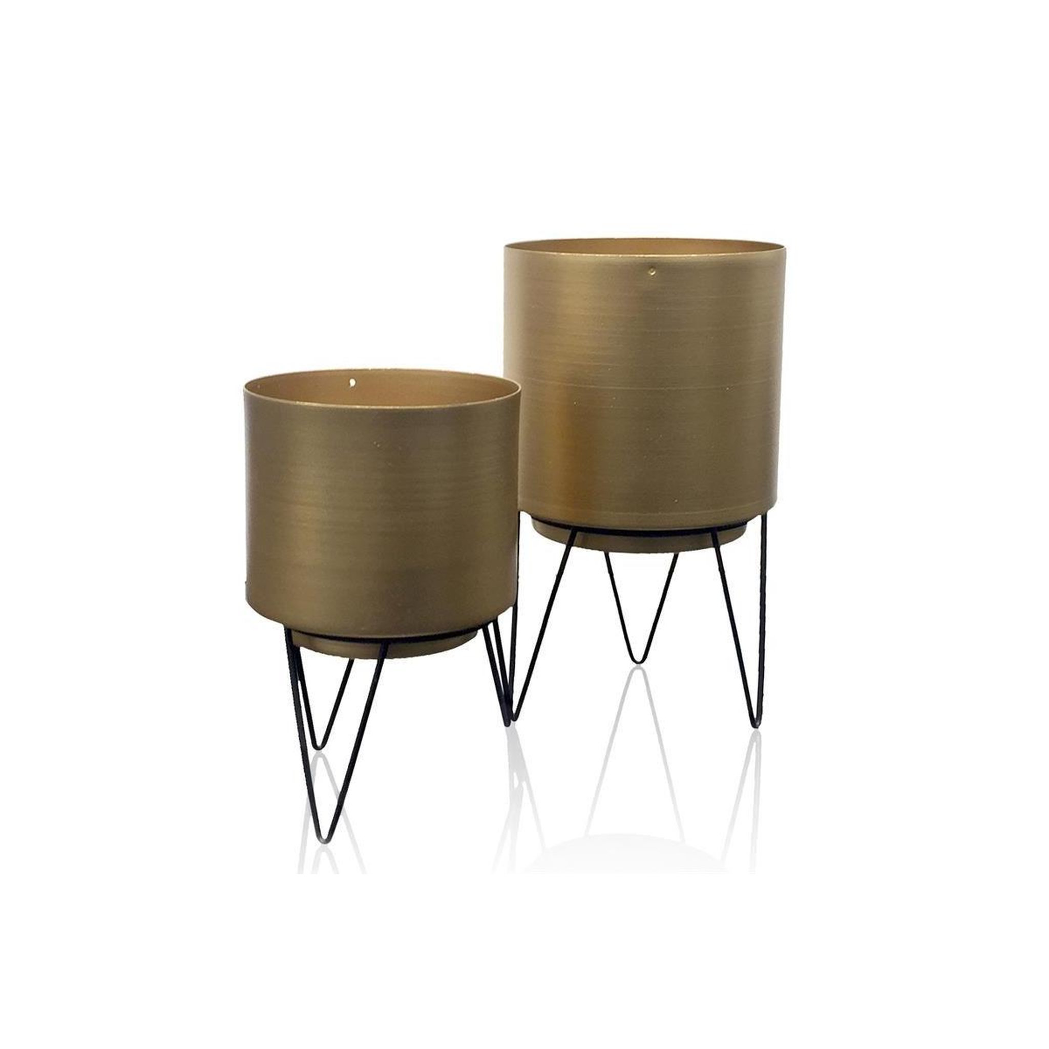 The Home Deco Factory Lot de 2 Pots à Fleurs  Pied Filaire  22cm Or