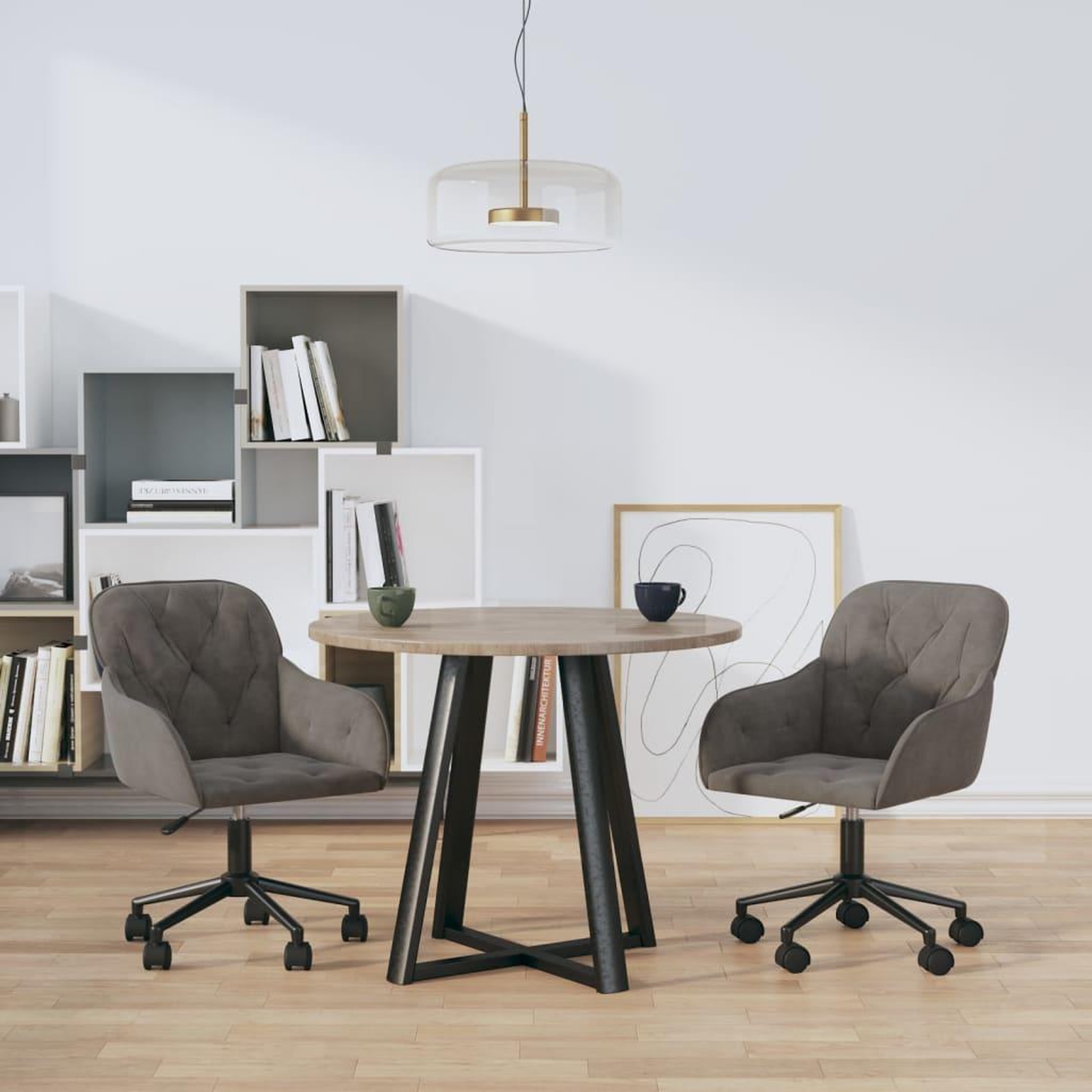 VIDAXL Chaises pivotantes a manger lot de 2 Gris fonce Velours