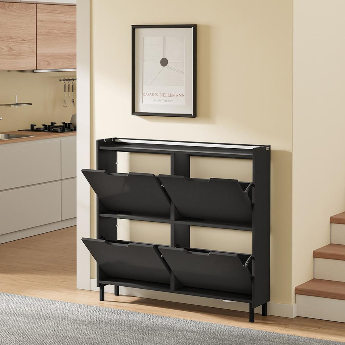 SOBUY Armoire à chaussures pliante Noir 97x46x93cm FSR100-E-SCH