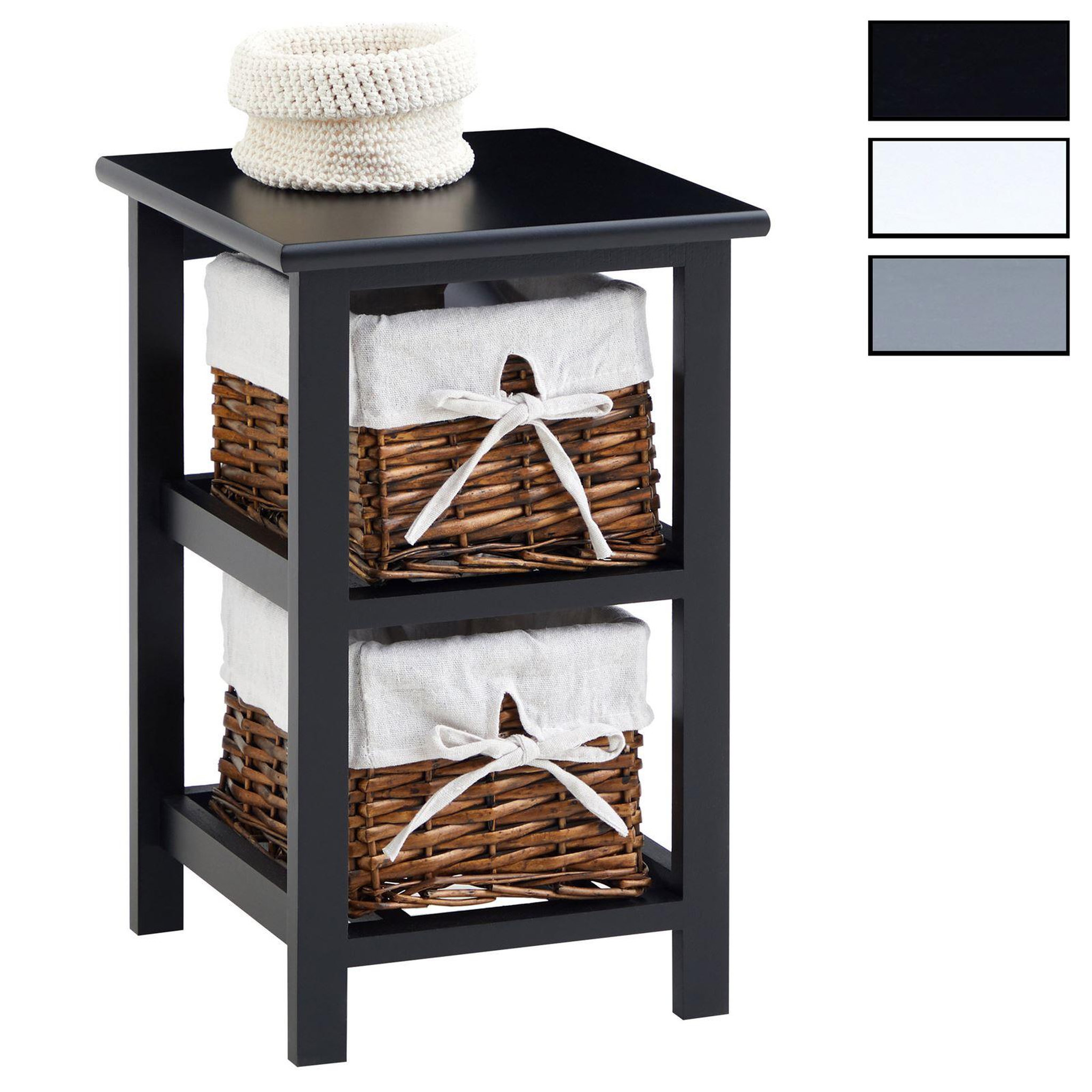 IDIMEX Table de chevet NOKOMIS avec 2 paniers en bois. Coloris disponibles : Noir