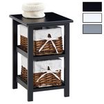 IDIMEX Table de chevet NOKOMIS avec 2 paniers en bois. Coloris disponibles : Gris, Blanc, Noir