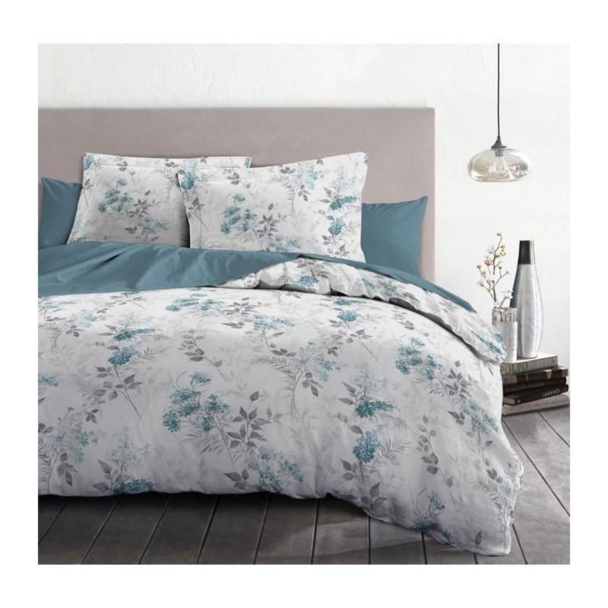 HOME LINGE PASSION Parure de couette 240x260 cm HOME LINGE PASSION POMPADOUR : Housse de couette + 2 taies d'oreiller - 100% Coton 57 Fils - Blanc/