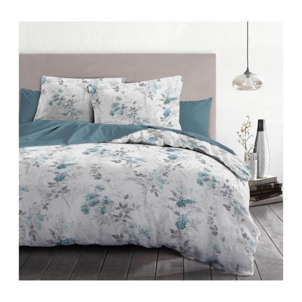 HOME LINGE PASSION Parure de couette 240x260 cm HOME LINGE PASSION POMPADOUR : Housse de couette + 2 taies d'oreiller - 100% Coton 57 Fils - Blanc/
