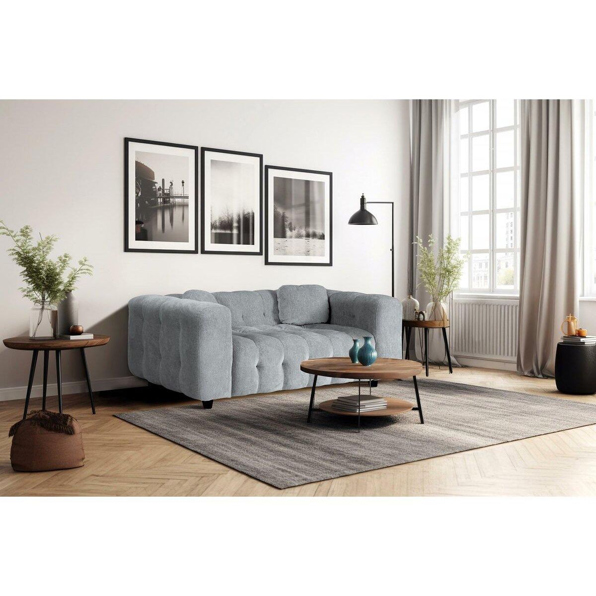 Habitat et Jardin Canapé droit en tissu chenille  Vendome  - 2 places - Gris