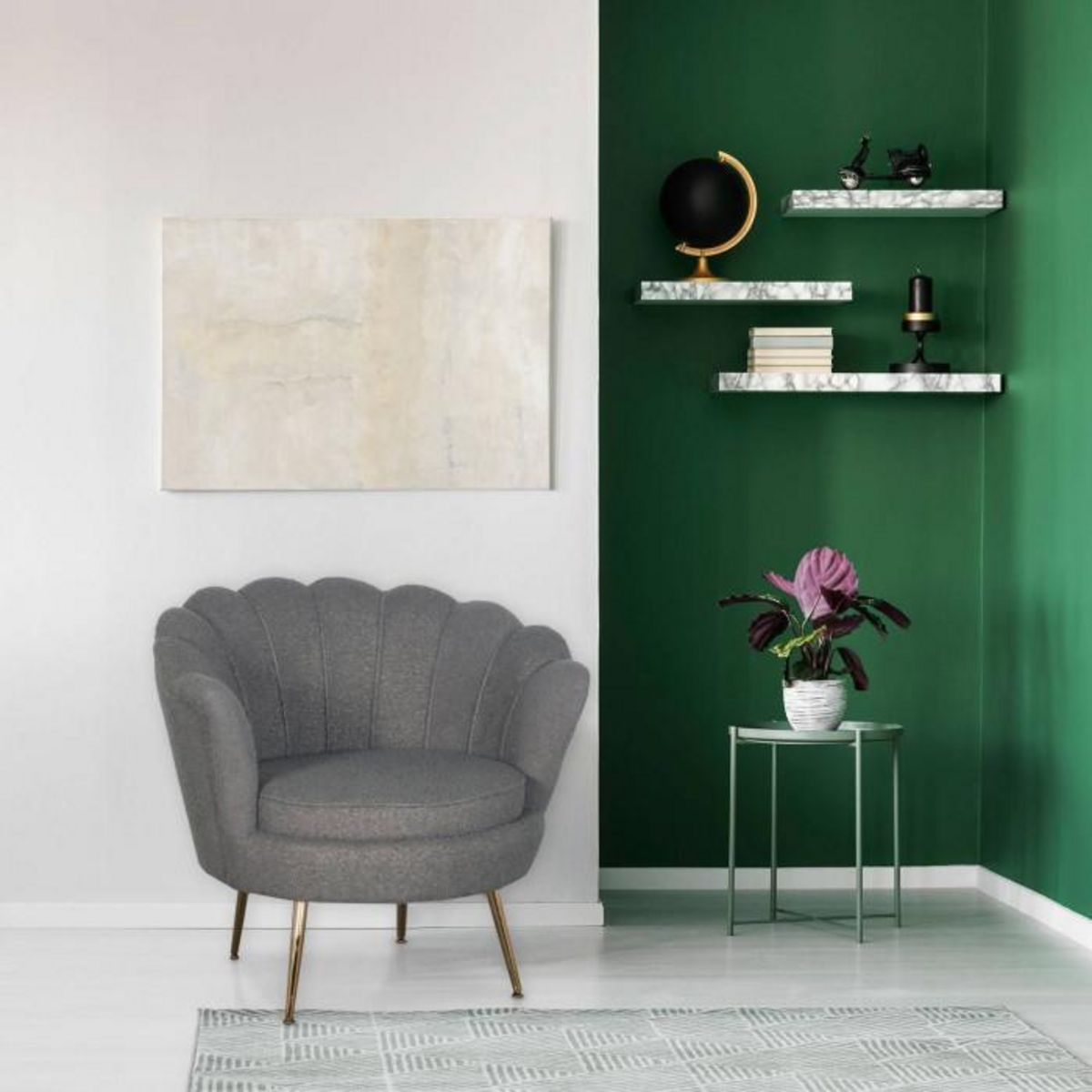 Paris Prix Fauteuil Design Bouclette  André  80cm Gris