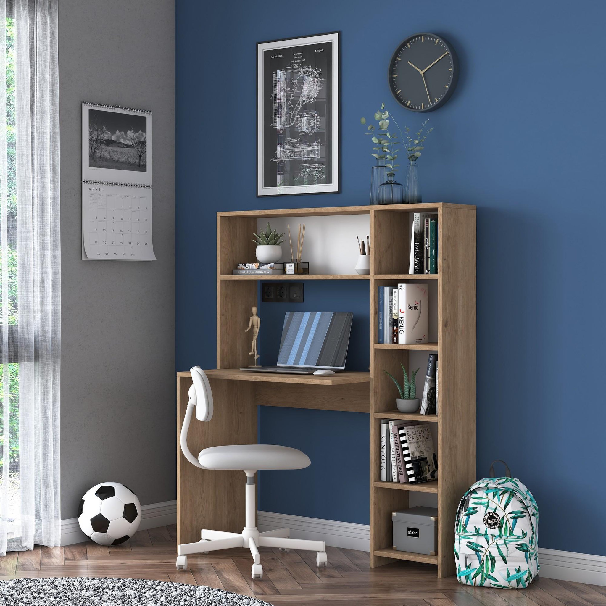 Voir la diapositive 3 : Habitat et Jardin Bureau en bois  haham  113 x 40 x 142 cm - chêne
