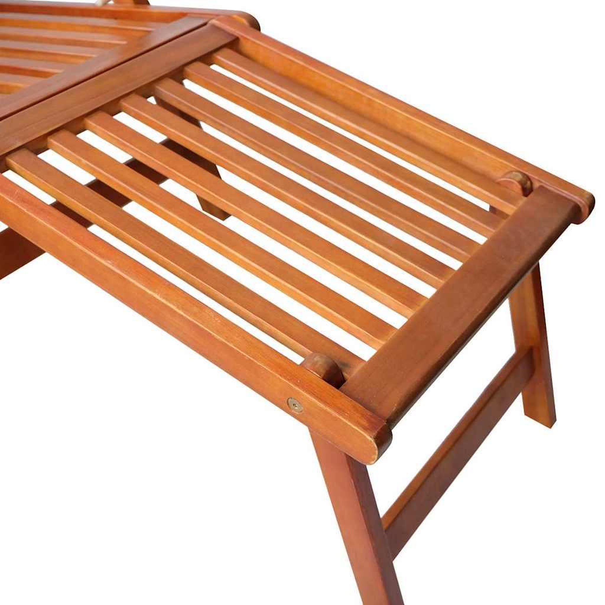 Voir la diapositive 5 : VIDAXL Chaise longue d'exterieur repose-pied et coussin Acacia solide