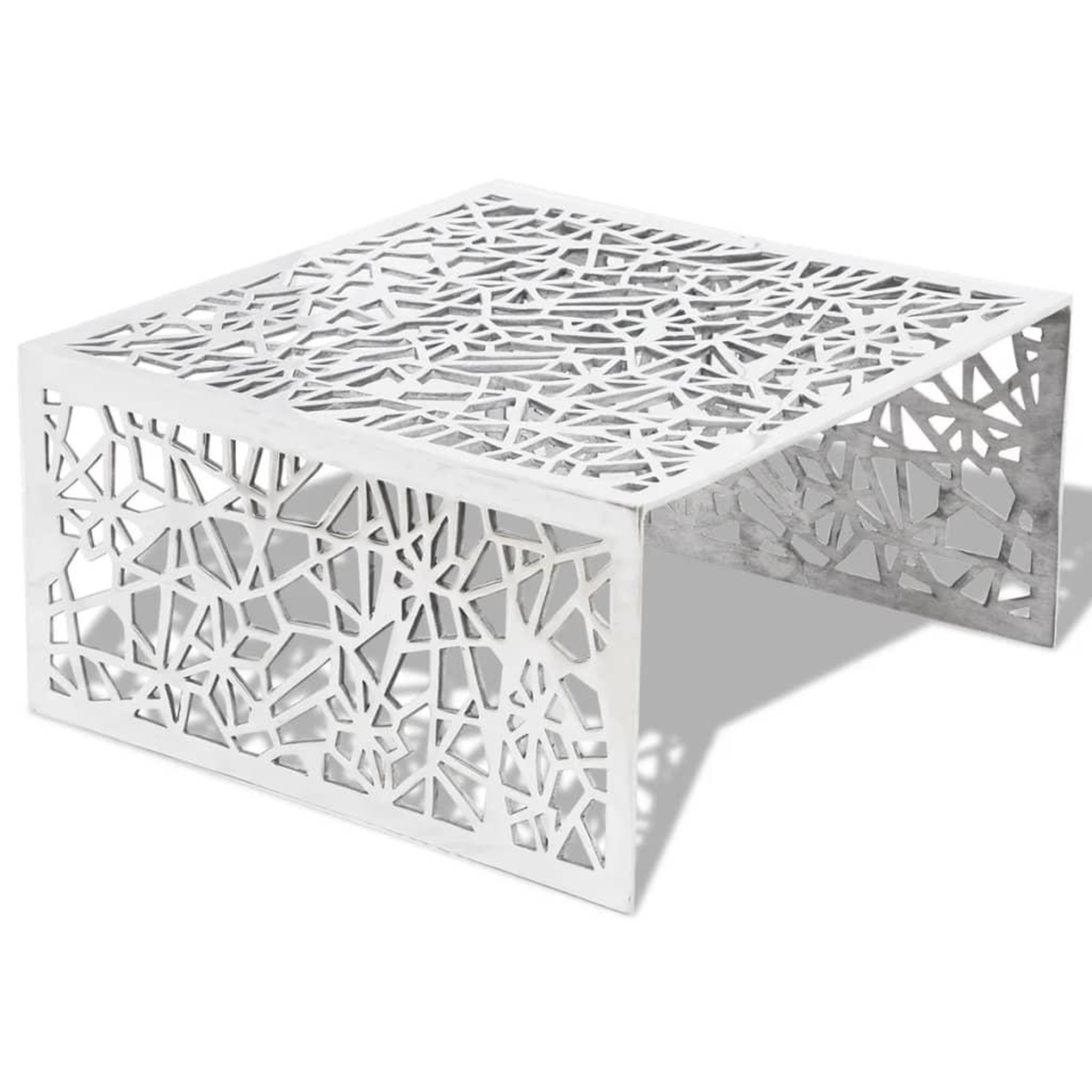 Voir la diapositive 2 : VIDAXL Table basse argentee design geometrique aluminium
