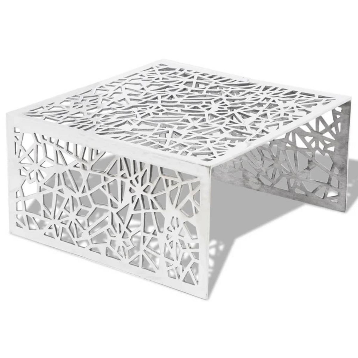 VIDAXL Table basse argentee Design geometrique Aluminium