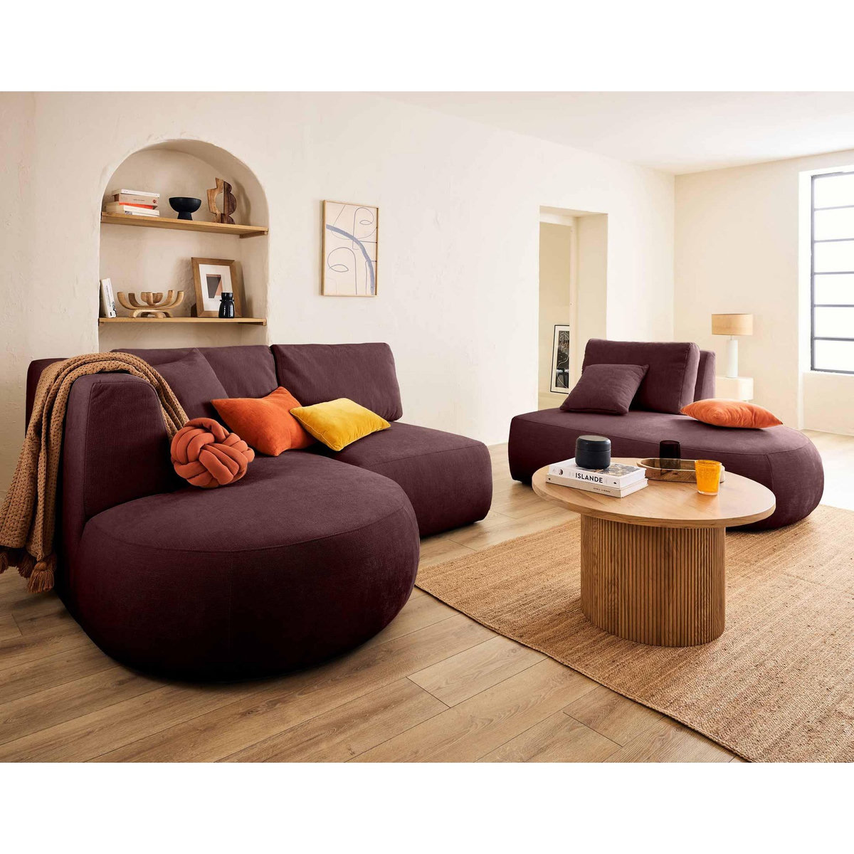 LISA DESIGN Santorini - canapé modulable d'angle gauche - 5 places - en tissu texturé