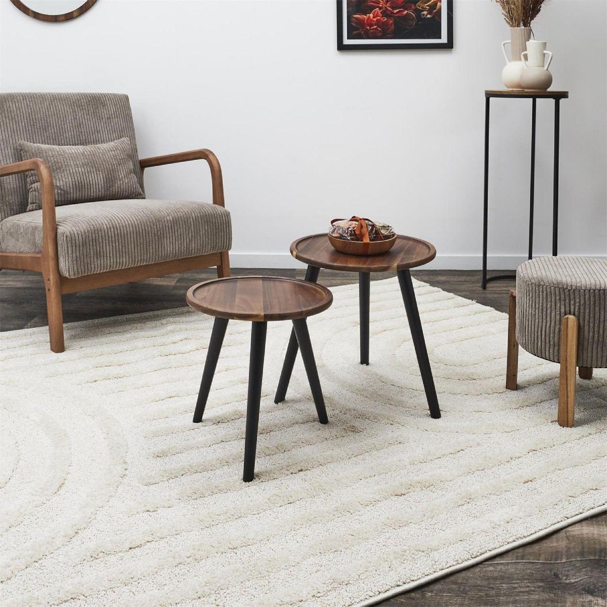 Voir la diapositive 5 : The Home Deco Factory Lot de 2 tables basses gigognes  galet  39cm marron