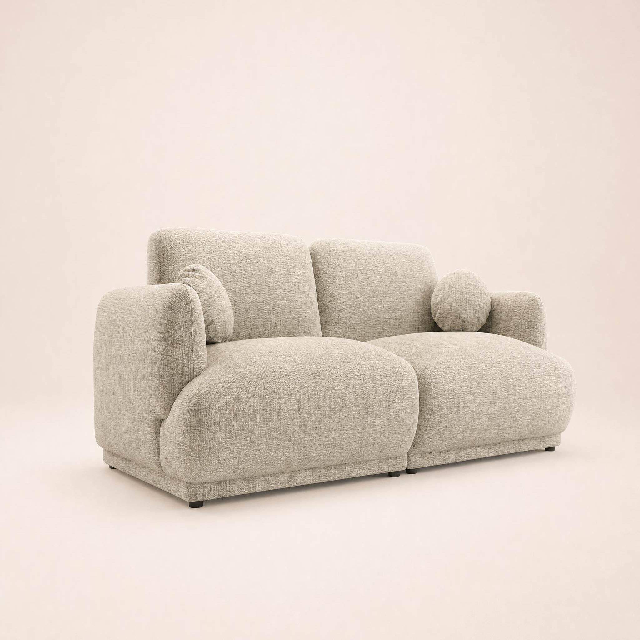 Voir la diapositive 3 : BEST MOBILIER Pietro - canapé droit 3 places en tissu texturé