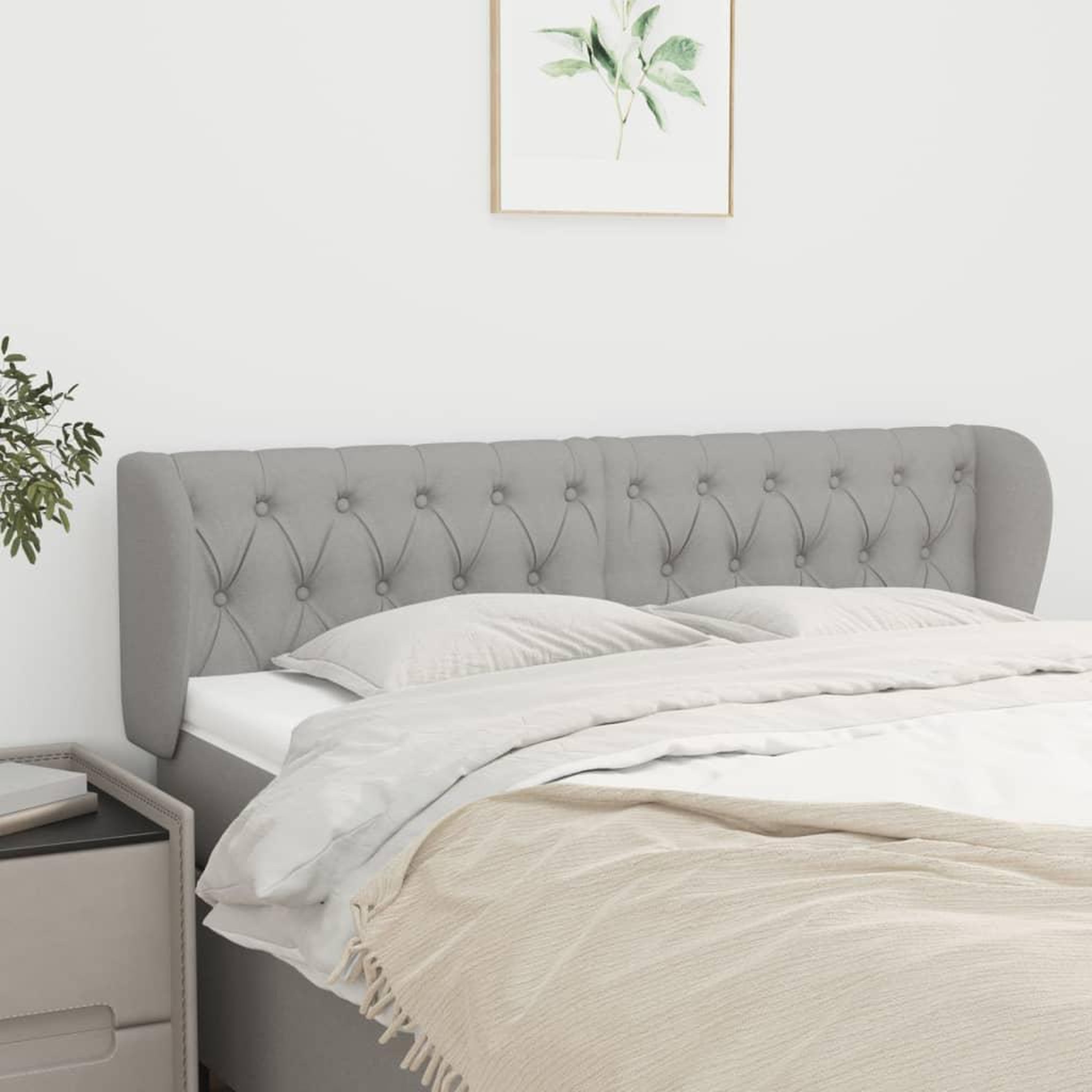 Voir la diapositive 1 : VIDAXL Tete de lit avec oreilles Gris clair 163x23x78/88 cm Tissu