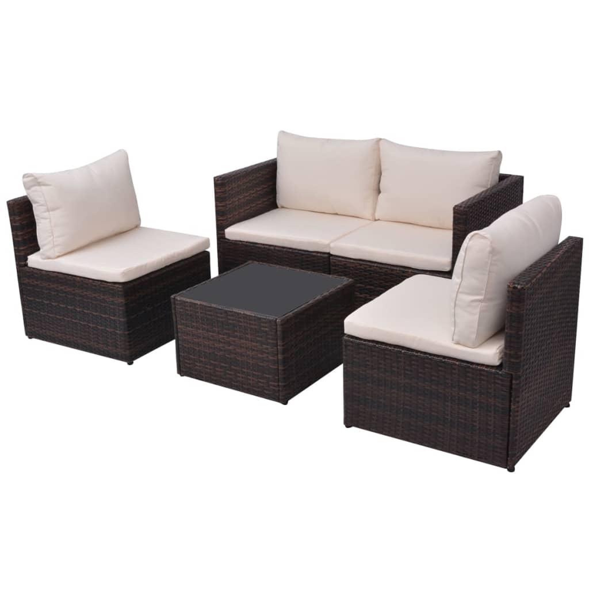 Voir la diapositive 3 : VIDAXL Salon de jardin 5 pcs avec coussins Resine tressee Marron