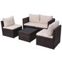 Voir la diapositive 3 : VIDAXL Salon de jardin 5 pcs avec coussins Resine tressee Marron