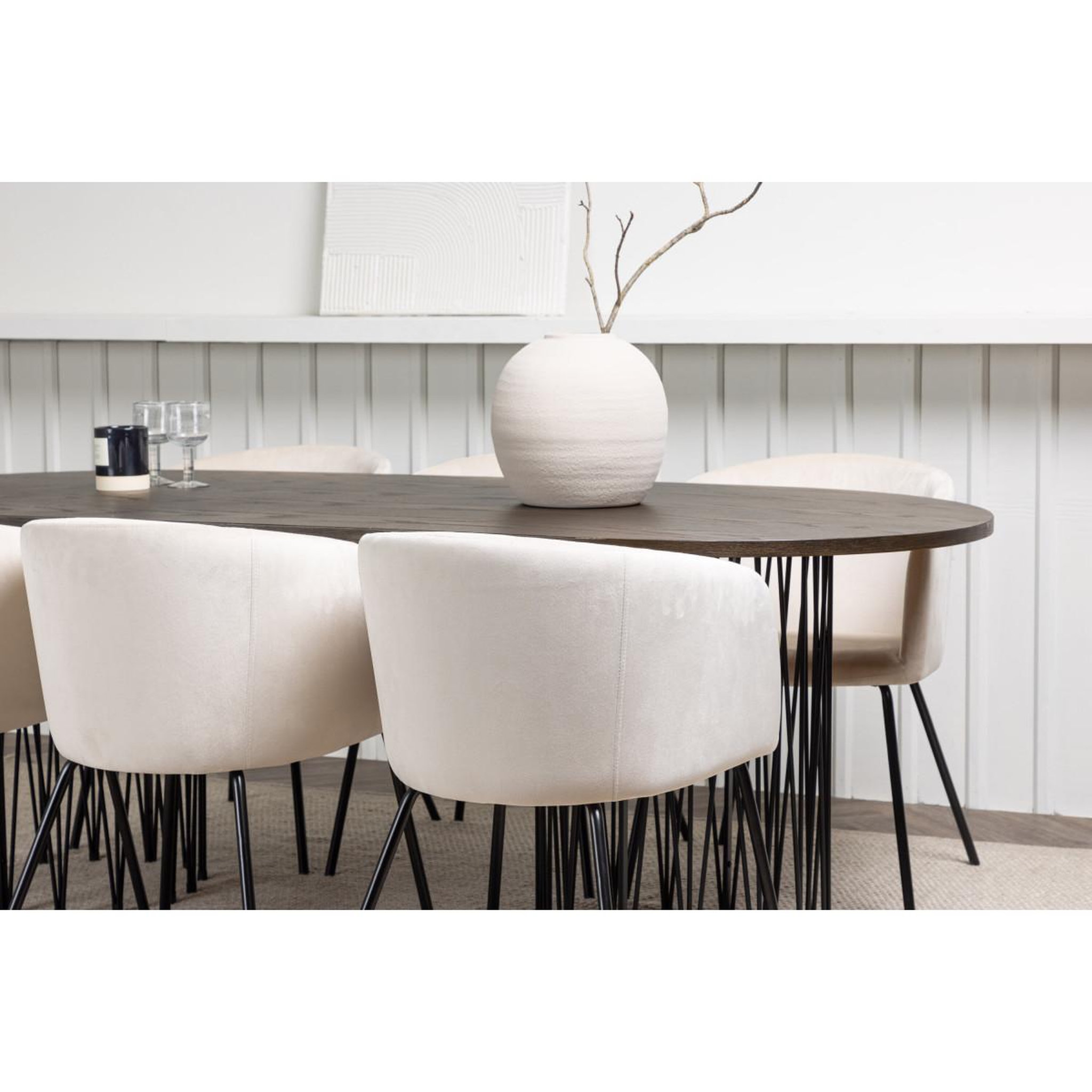 Voir la diapositive 5 : Paris Prix Ensemble table à manger & 6 chaises  stone & berit  220cm beige & moka