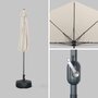 Voir la diapositive 5 : SWEEEK Parasol de balcon Ø250cm  – CALVI – Demi-parasol droit, mât central en aluminium avec manivelle d'ouverture