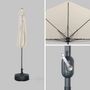 Voir la diapositive 5 : SWEEEK Parasol de balcon Ø250cm  – CALVI – Demi-parasol droit, mât central en aluminium avec manivelle d'ouverture