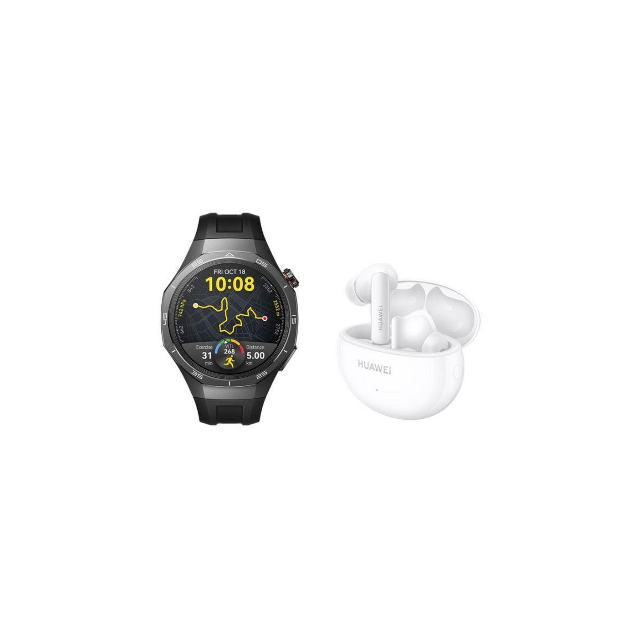 HUAWEI Montre connectée Pack Watch GT5Pro 46mm Noir +Buds Blancs