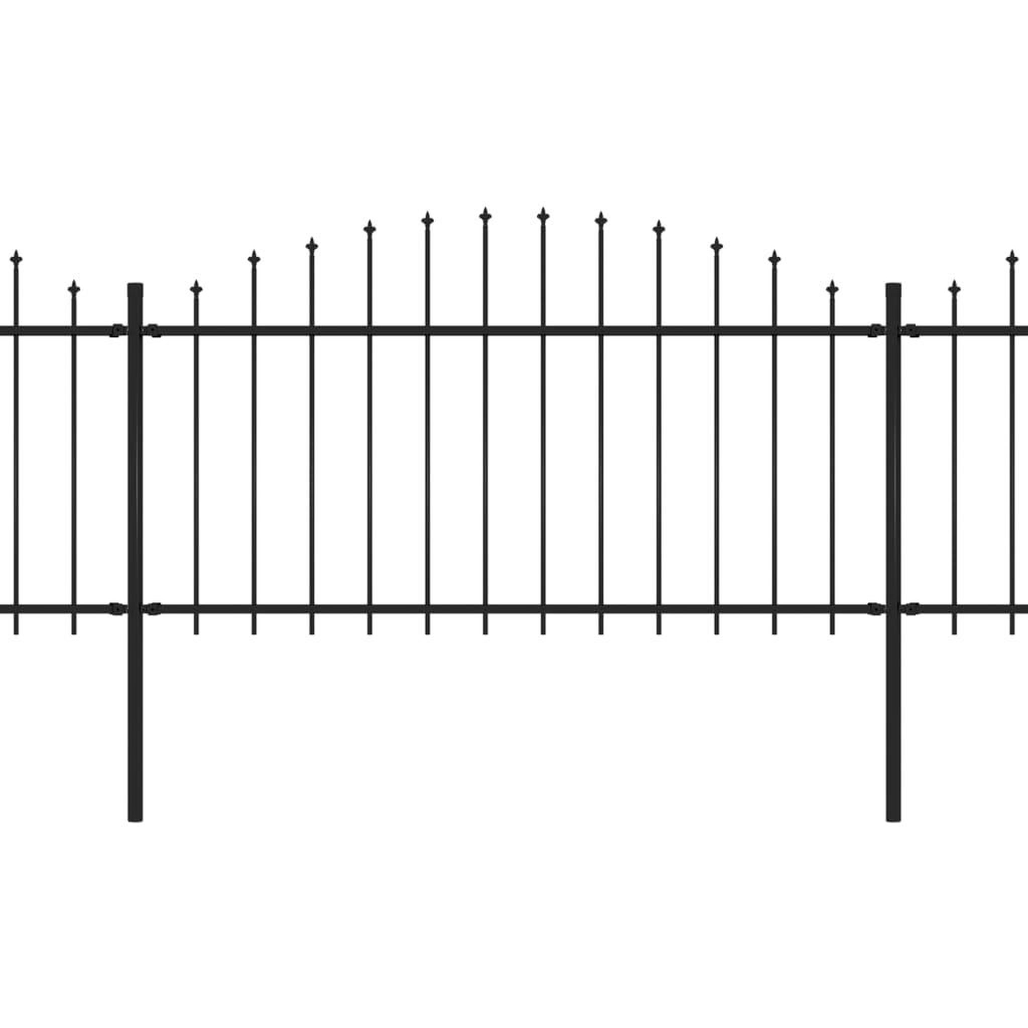 Voir la diapositive 2 : VIDAXL Cloture de jardin a dessus en lance Acier (1,25-1,5)x17 m Noir