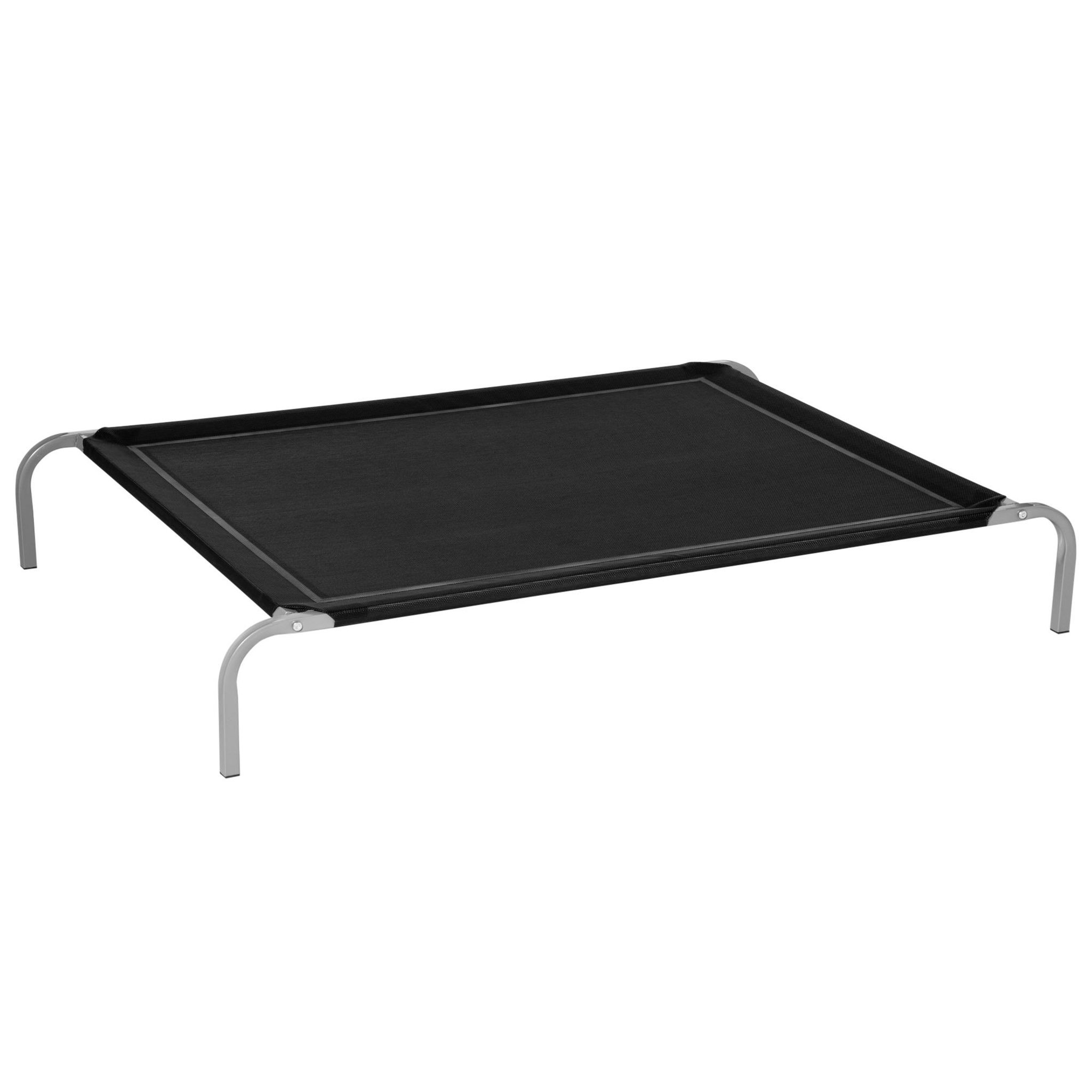 PAWHUT Lit pour chien chat xxl grand confort sur pied dim. 130l x 90l x 20h cm métal époxy textilène micro-perforé noir