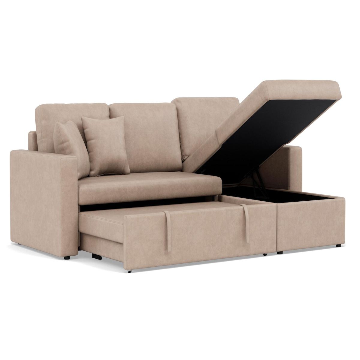 BEST MOBILIER Cyrus - canapé d'angle réversible 4 places - convertible avec coffre - en simili