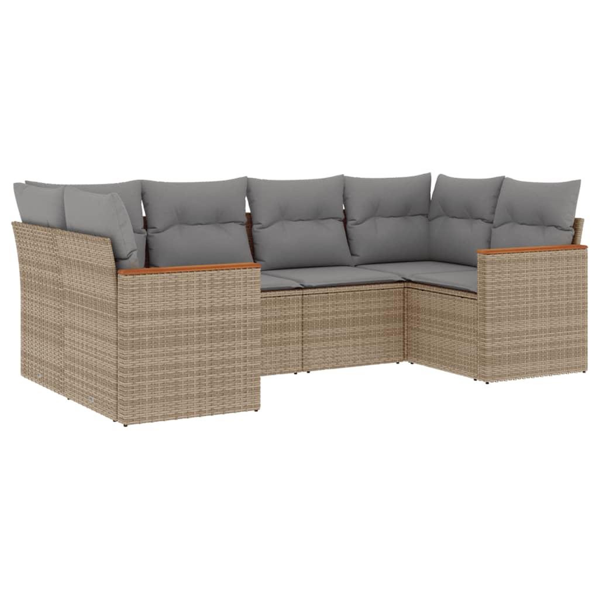 Voir la diapositive 2 : VIDAXL Salon de jardin avec coussins 6 pcs beige resine tressee