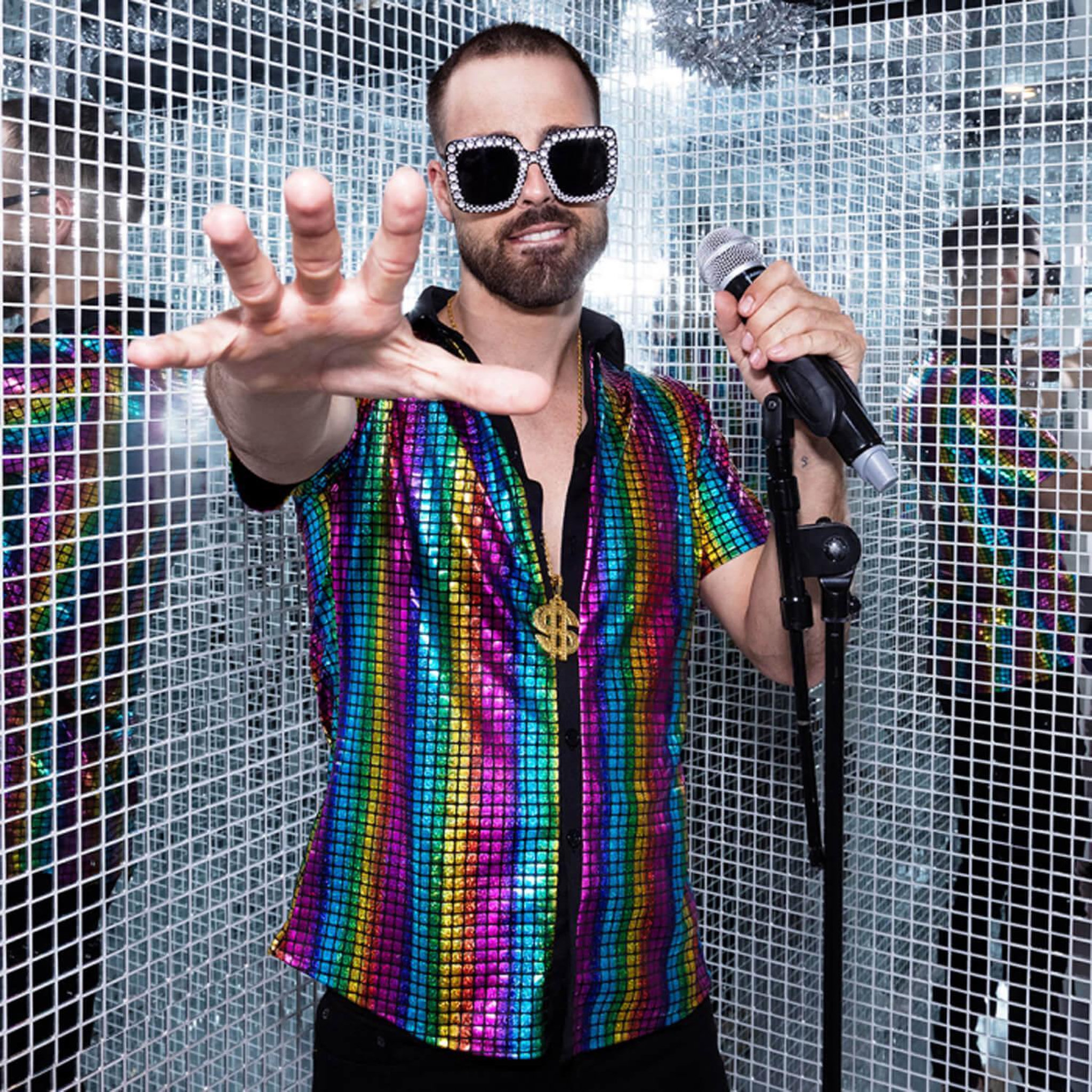 Voir la diapositive 2 : Boland Chemise disco Diamond arc-en-ciel - Homme - XL