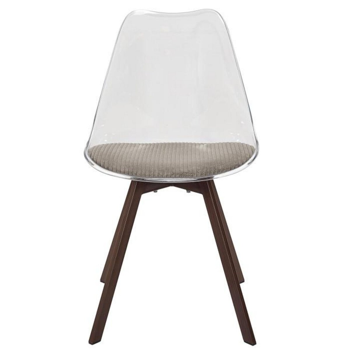 Paris Prix Lot de 4 Chaises Coussin Côtelé  Scott  82cm Transparent & Taupe