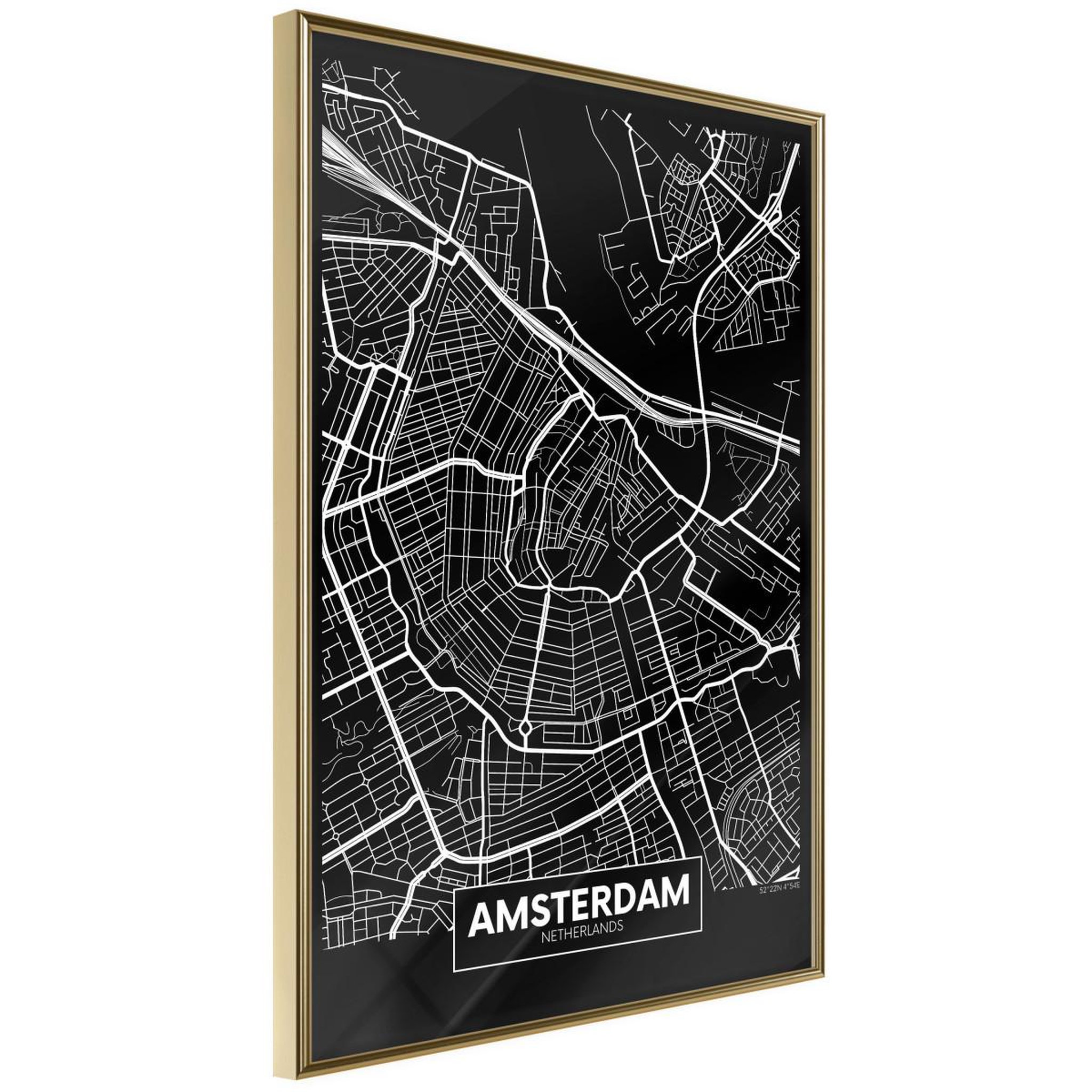 Voir la diapositive 1 : Paris Prix Affiche Murale Encadrée  City Map Amsterdam Dark