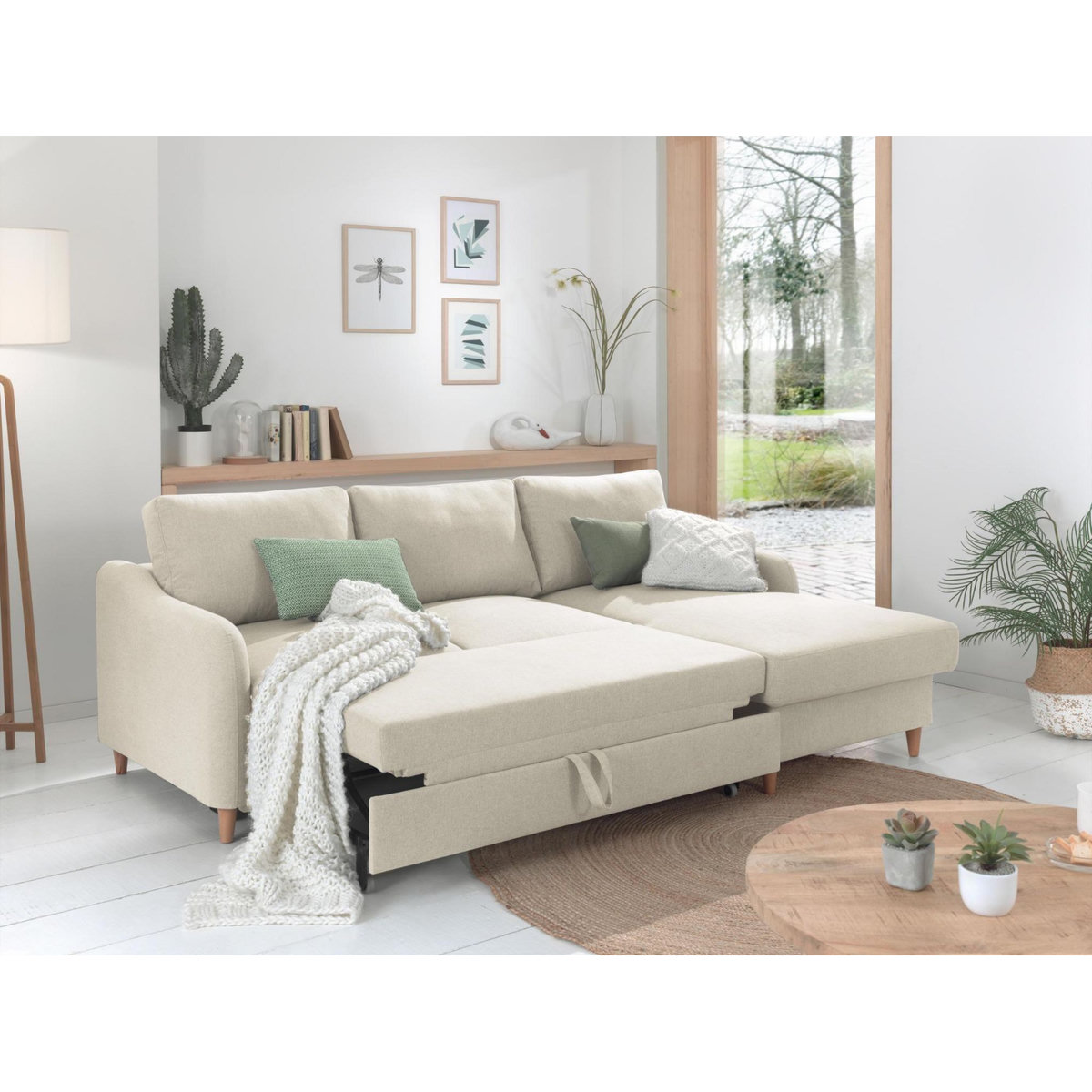 LISA DESIGN Will - canapé d'angle droit - convertible avec coffre - 4 places - en tissu