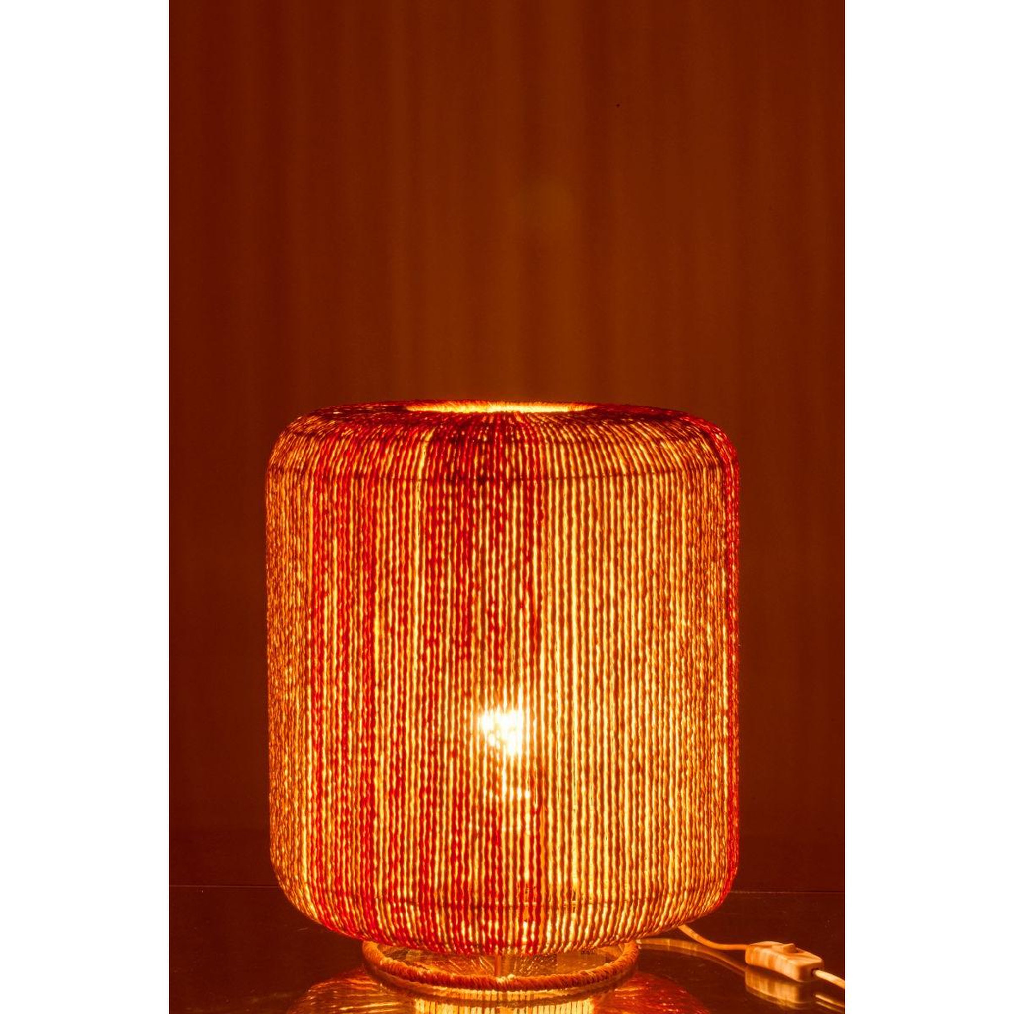 Voir la diapositive 4 : J-LINE Lampe à poser corde  chase  39cm orange & naturel