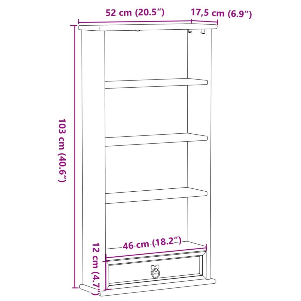 VIDAXL Armoire a CD  52x17,5x103 cm bois de pin massif