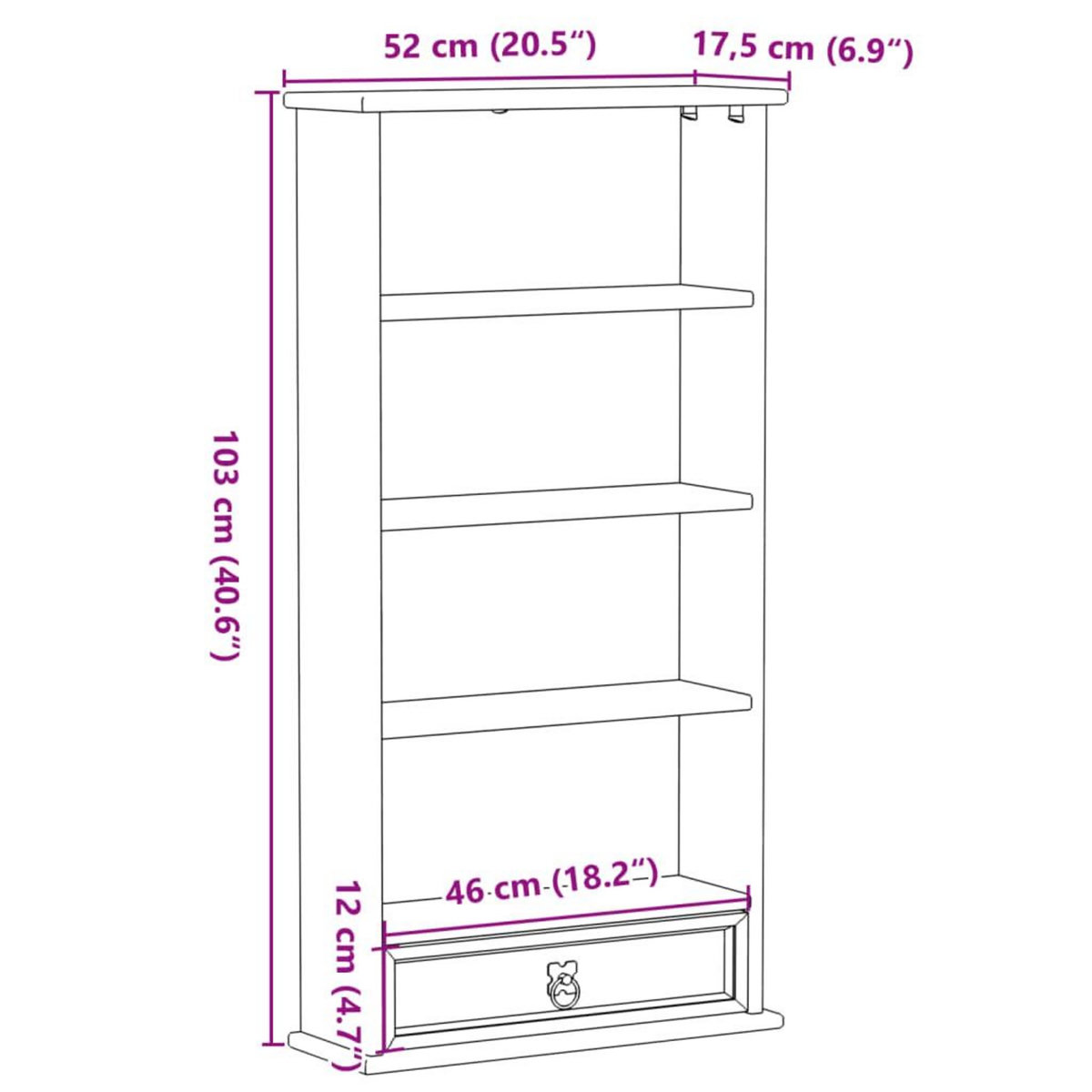 VIDAXL Armoire a CD  52x17,5x103 cm bois de pin massif