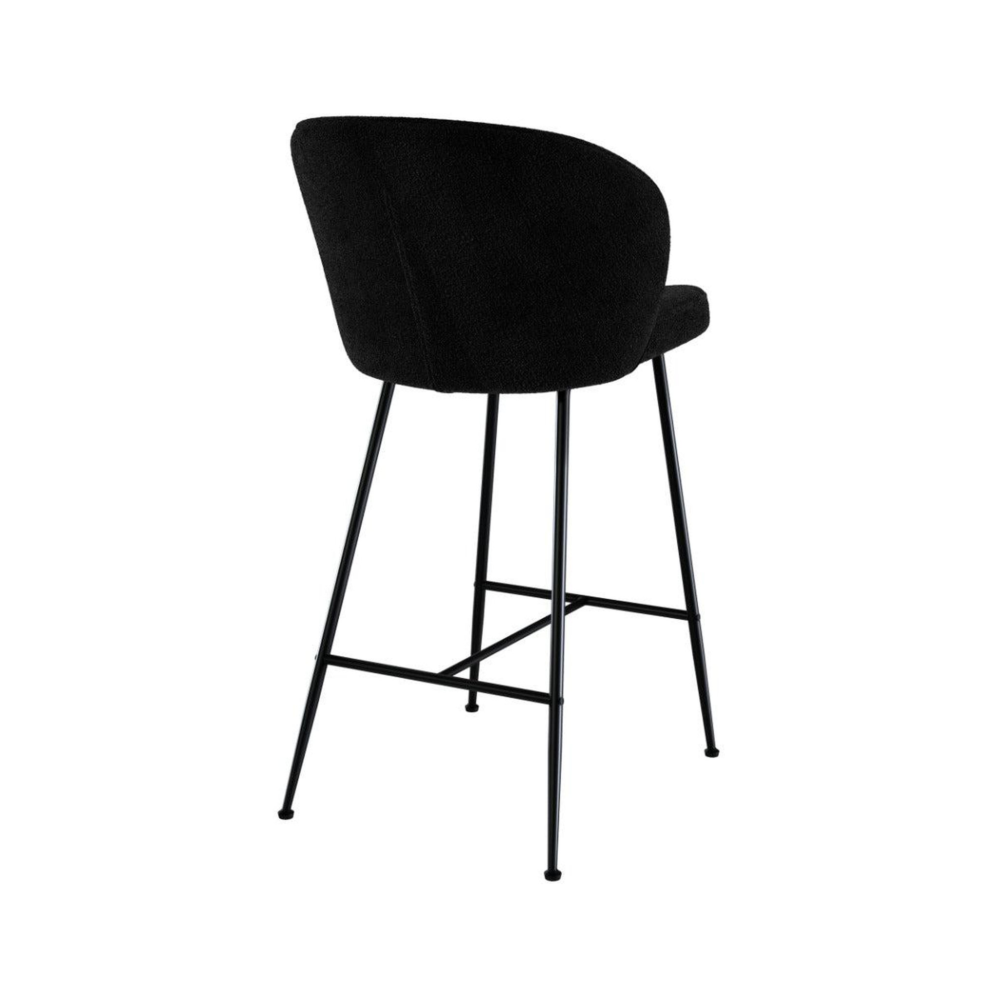 Voir la diapositive 6 : MAISON PAVANE Lot de 2 chaises pour îlot central 66,3 cm en tissu bouclé noir-groom