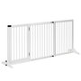 Voir la diapositive 1 : PAWHUT Barrière de sécurité chien barrière autoportante longueur réglable porte verrouillable intégrée dim. 113-166L x 36l x 71H cm sapin blanc