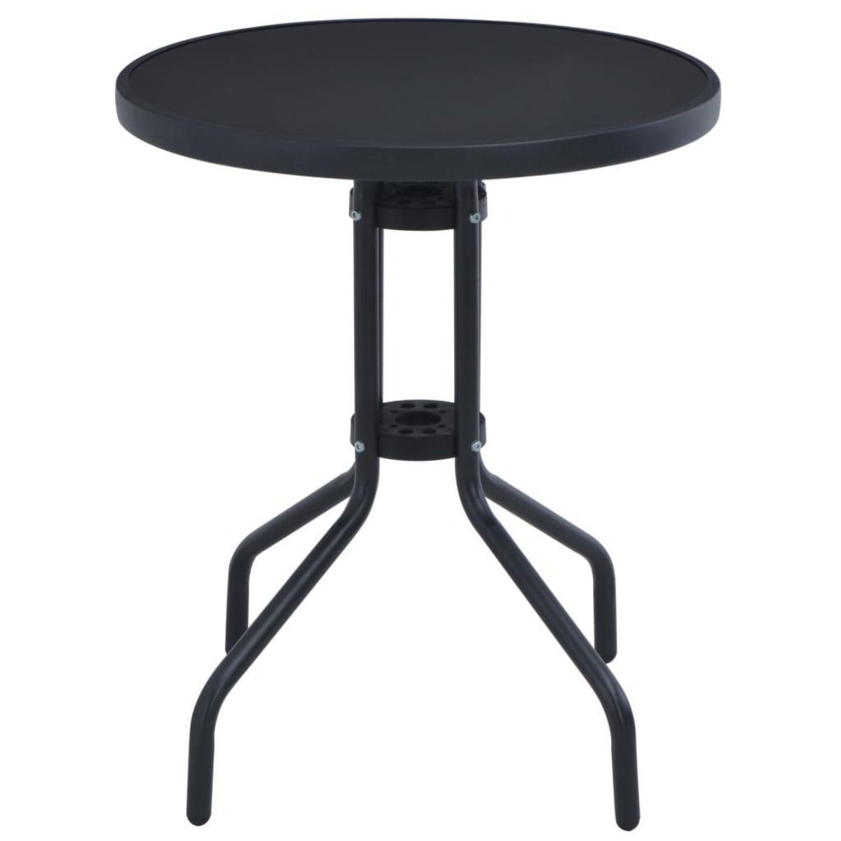 VIDAXL Table de jardin Noir 80 cm Acier et verre