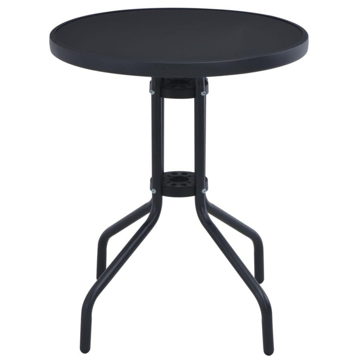 VIDAXL Table de jardin Noir 80 cm Acier et verre